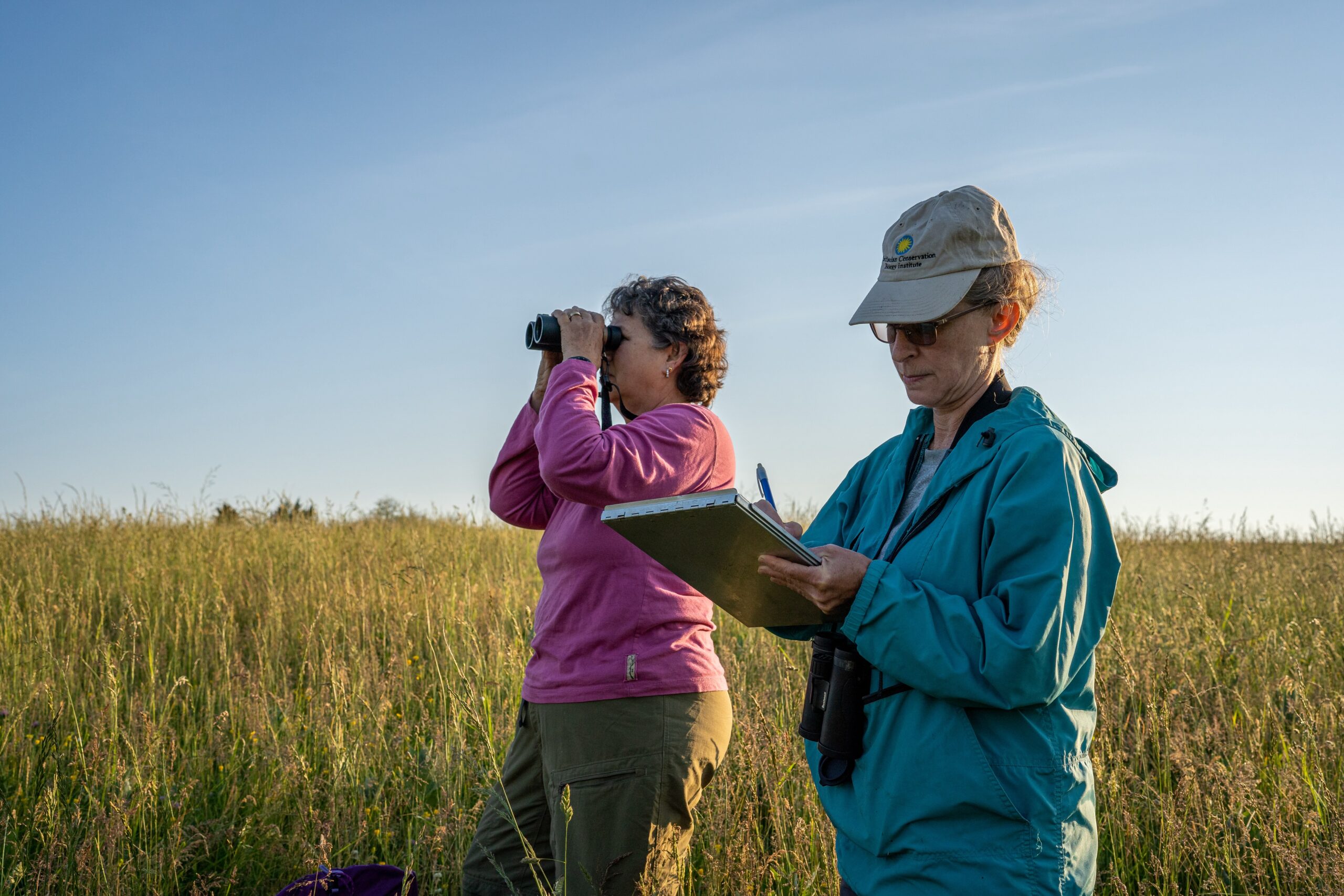 Community scientists conducting a grassland bird survey in Virginia Image