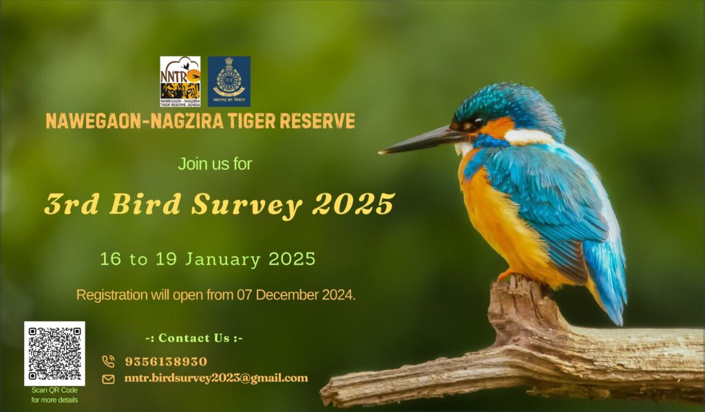 Poster on bird survey is being organised at Nawegoan- Nagzira Tiger Reserve in Maharashtra.